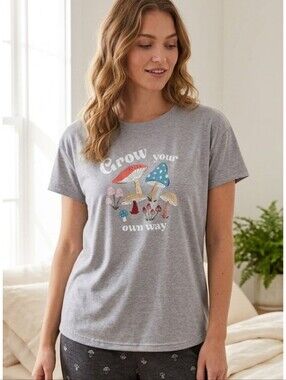 Joyspun Mushroom Graphic Pj top Gray Size  S (4/6)